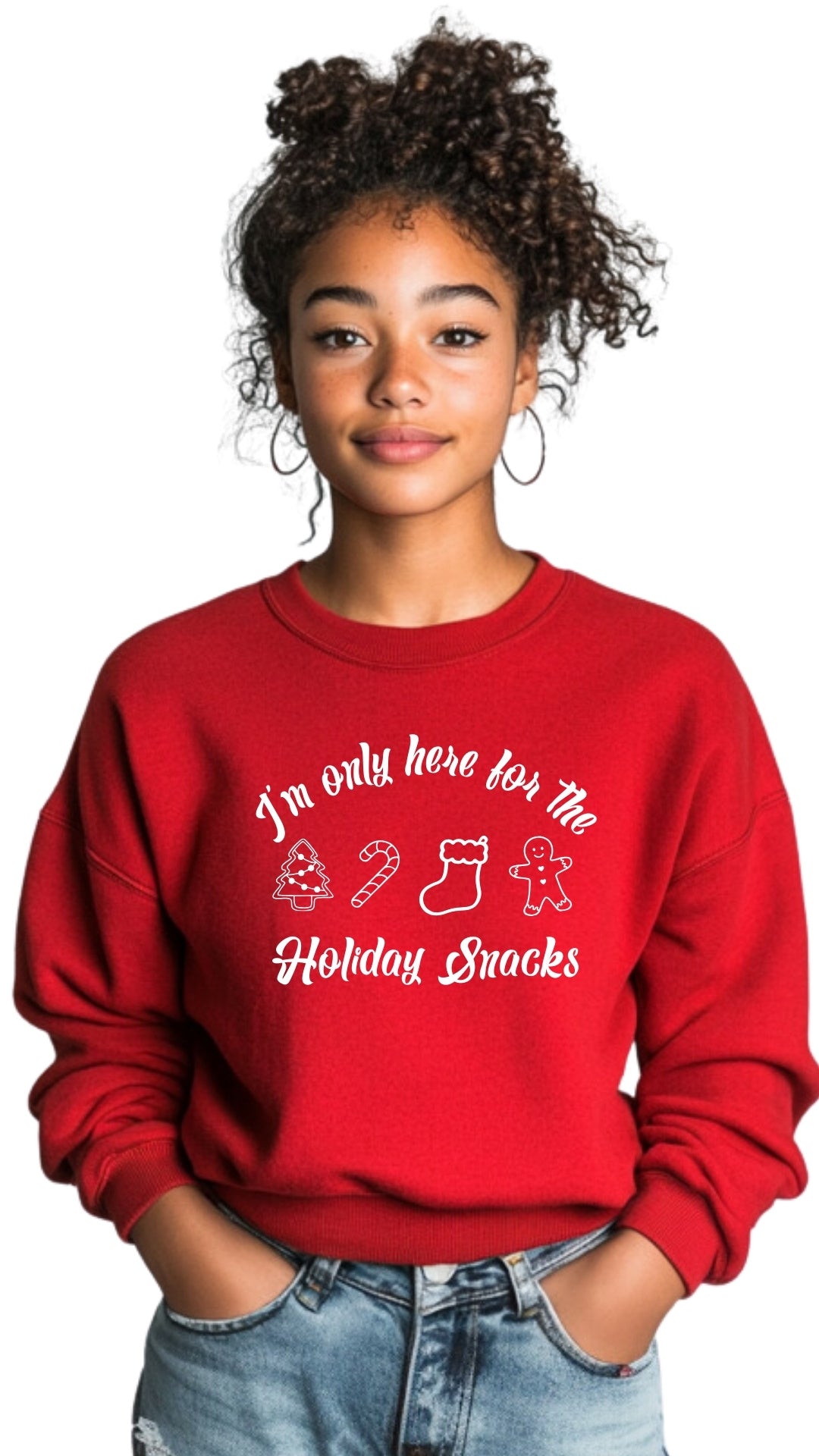 Crewneck Unisex Sweatshirt - 'Here for the Holiday Snacks'