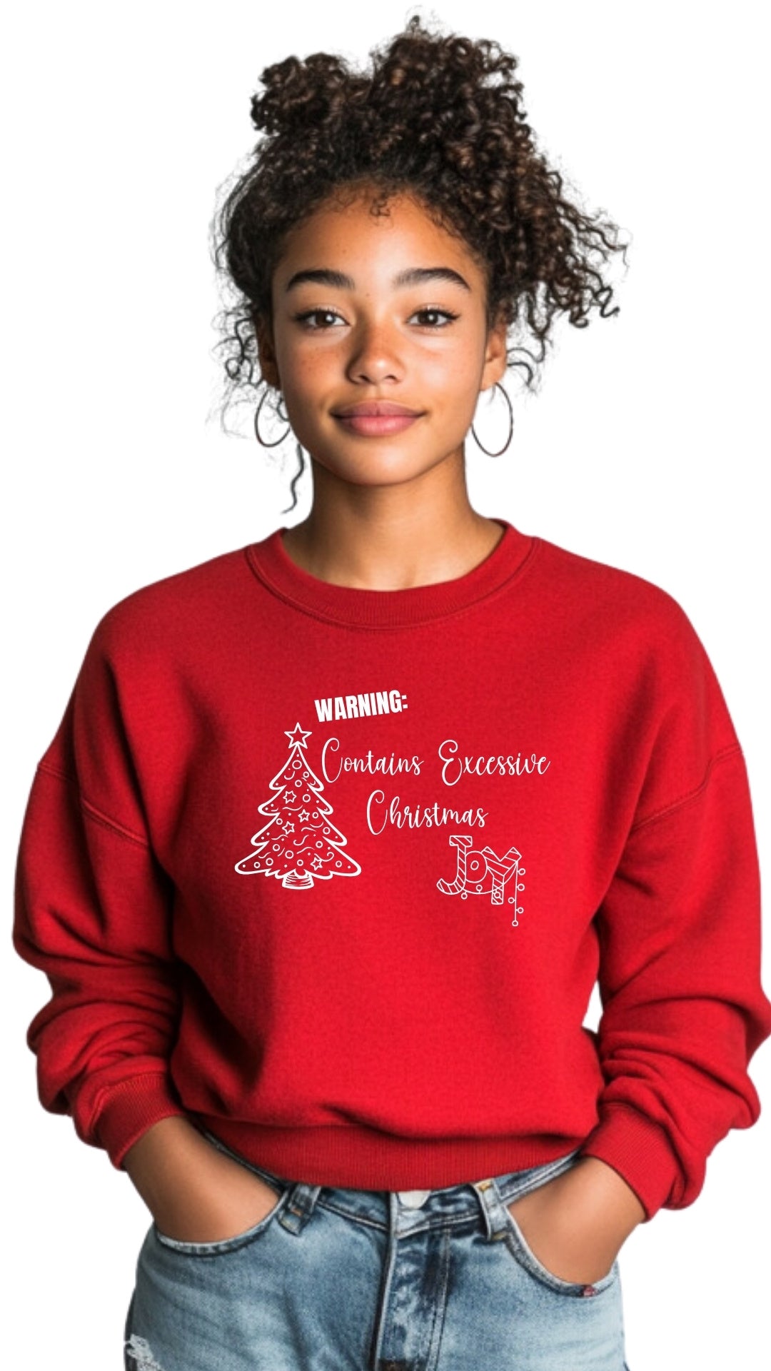 Crewneck Unisex Sweatshirt - 'Warning! Contains excessive Christmas joy'